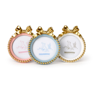 Golden Bow Round Photo Frame