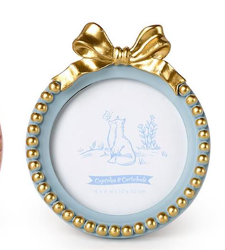 Golden Bow Round Photo Frame