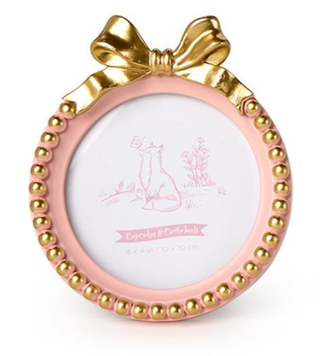 Golden Bow Round Photo Frame