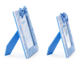 Blue Animal Toile Quilted Photo Frames with Bow