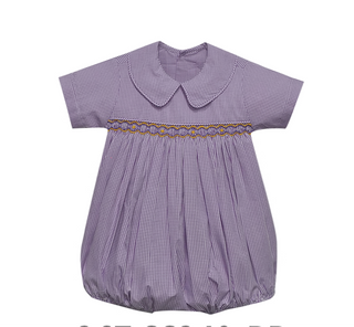 Boys Tiger Purple/Gold Smocked Bubble