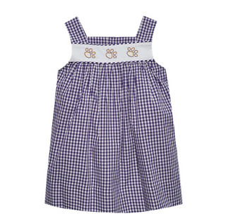 Girls Tiger Paw Prints Purple/Gold Dress