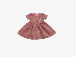 Lulu Bebe Claire Pink Gold Tweed Dress w/ Gold Buttons
