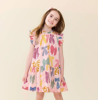 Girls Harper Dress - Patterned Bows
