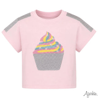 Azarhia Pink Boxy Tee - Sequin Cupcake