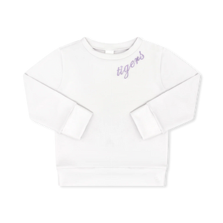 Set Fashions: White Alex Sweatshirt with Tigers Lavender Embroidery