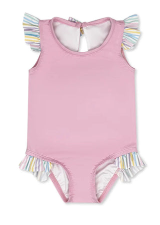 Lullaby Set Lottie Swimsuit - Poolside Pink, Petunia Pinstripe