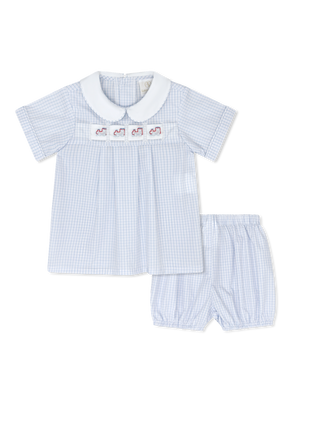 Noah Ribbon Bloomer Set - Classic Blue Windowpane