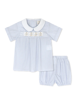 Noah Ribbon Bloomer Set - Classic Blue Windowpane