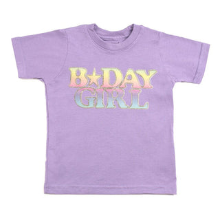 Sweet Wink Pastel Rainbow B-Day Girl Short Sleeve T-shirt- Lavender
