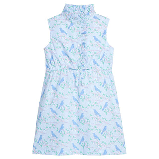 Little English Sleeveless Ruffled Shirt Dress - Cherry Blossoms