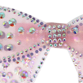 Pink Poppy Rhinestone Bow Hair Clip