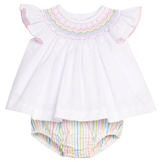 Smocked Bishop Diaper Set - Rainbow