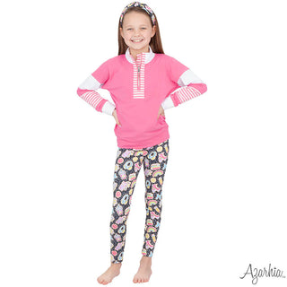 Azarhia Color Block Pink Long Sleeve Zip Sweatshirt