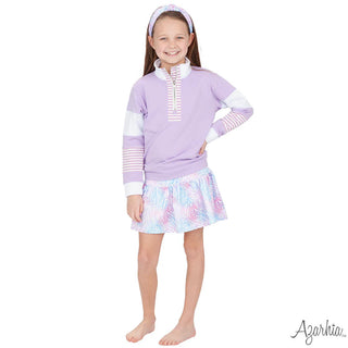 Azarhia Color Block Lavender Long Sleeve Zip Sweatshirt