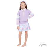 Azarhia Color Block Lavender Long Sleeve Zip Sweatshirt