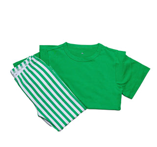 Boys Green Striped Pant Set