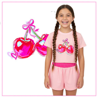Pink Sweet Cherries Custom Art Tee