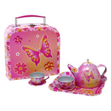 Pink Poppy Vibrant Vacation 6Pc Tin Tea Set
