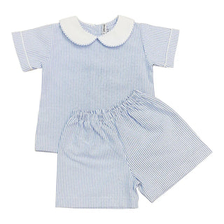 Blue Stripes Boy Shorts Set