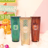Tall Dazzling Jewel Holographic Tumbler with Straw