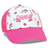 iScream Pink Theme Sweet Embroidered Floral Trucker Hat