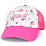 iScream Pink Theme Sweet Embroidered Floral Trucker Hat