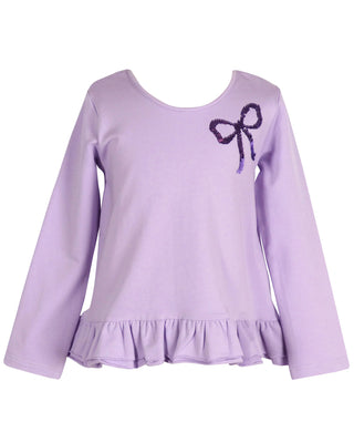 The Yellow Lamb Tinley Lavender Top with Sequin Bow