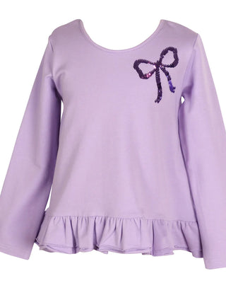 The Yellow Lamb Tinley Lavender Top with Sequin Bow