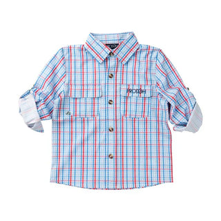 Prodoh Long Sleeve Founders Kids Fishing Shirt Patriotic Plaid