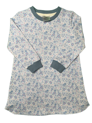 Powder Blue Floral Sweatshirt Dress
