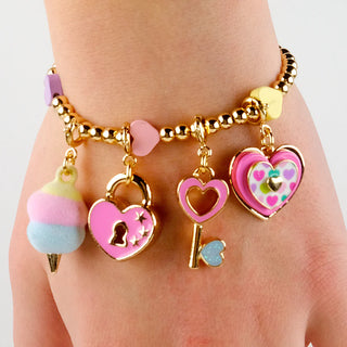 CHARM IT! Gold Pastel Multi Heart Stretch Bead Bracelet