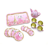 Claris Pink Picnic Basket Tin Tea Set