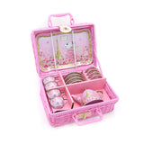 Claris Pink Picnic Basket Tin Tea Set