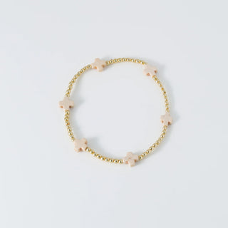 Coastal Grit Kids 6" Beaded Island Girl Cross Bracelets -Off White