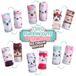 Collection of plush water wigglers with various ice cream and dessert-themed designs.