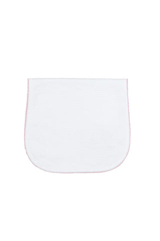 NellaPima: White Bubble Burp Cloth w/ Pink Trim