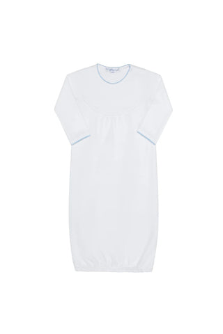 Nella Pima Blue Picot Trimmed Gown - 3/6M