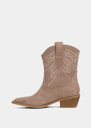 Kids Zahara Mini Western Boots - Rose Suede
