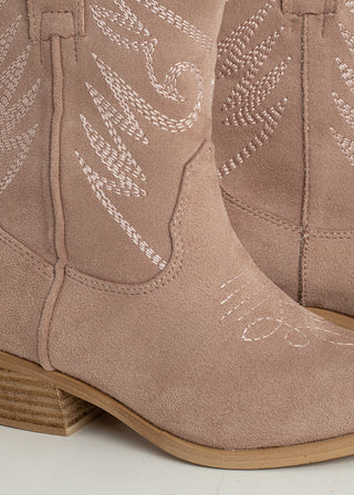 Kids Zahara Mini Western Boots - Rose Suede