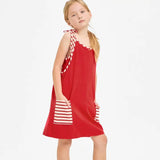 Striped Tank Dress with Built-in Romper - Red