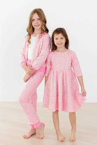 Mila & Rose Sequin Joggers - Bubblegum Pink