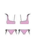 Limeapple 2Pc One Shoulder Pink Metallic Foil Bikini