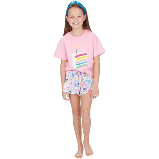 Azarhia Birthday Cake on Pink Boxy Tee