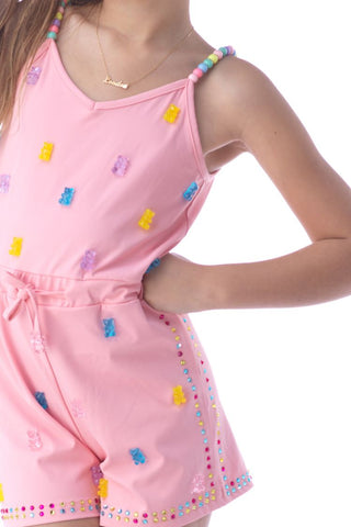 Rockwilde Pink Addis Gummy Teddy Bear Romper