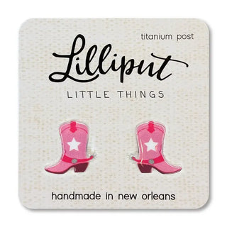 Lilliput Little Things Earrings - Pink Cowgirl Boots