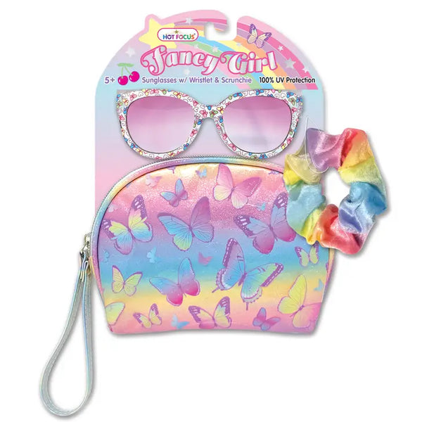 Fancy Girl Sunglasses/Wristlet/Scrunchie - Tie Dye Butterfly