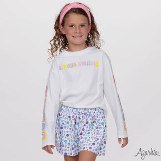 Always Smiling White L/S Boxy Tee