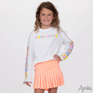 Always Smiling White L/S Boxy Tee