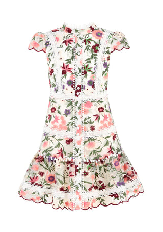 Marlo Kids Anya Floral Embroidered Mini Dress